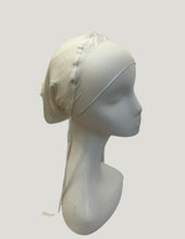 Load image into Gallery viewer, White Satin Lined-Tie-back Cap
