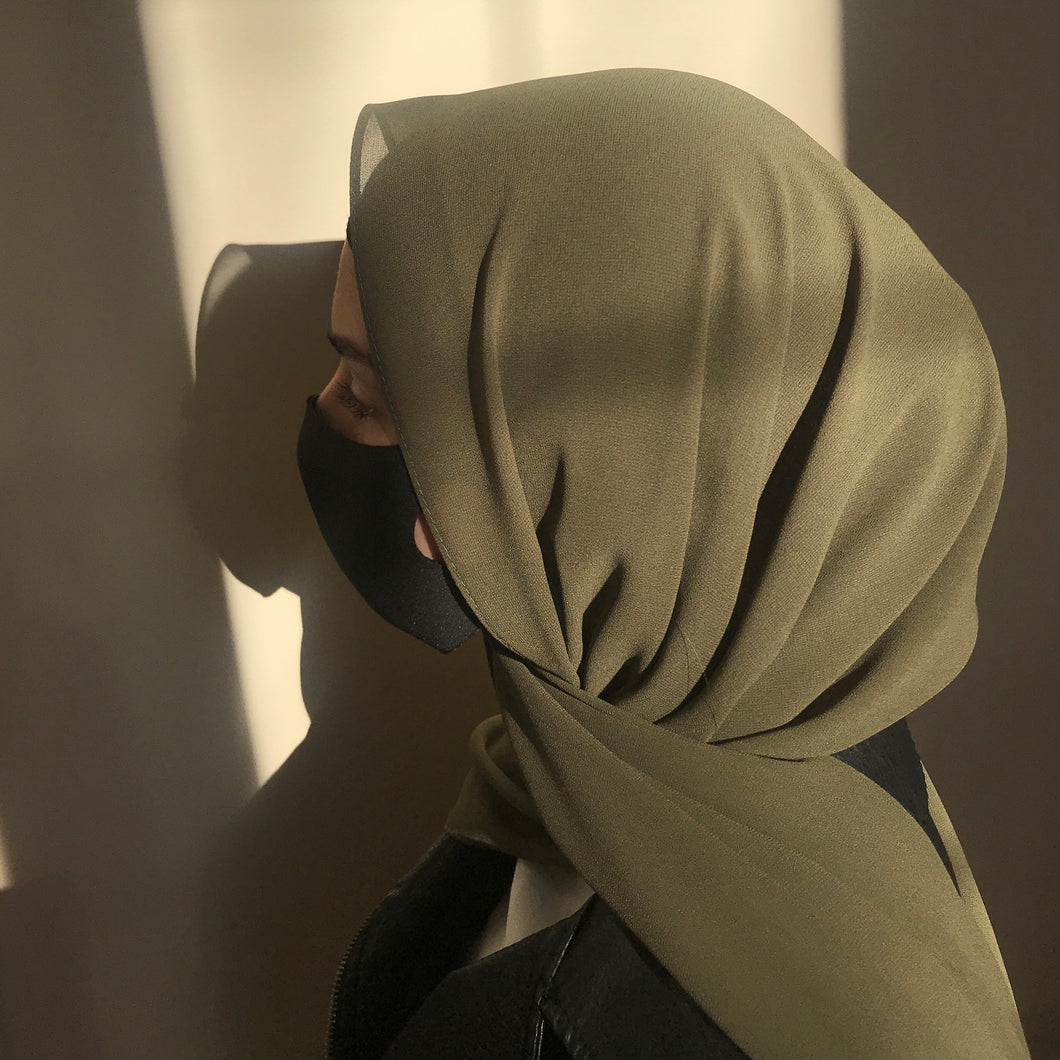 Premium Chiffon Hijab - Olive Green